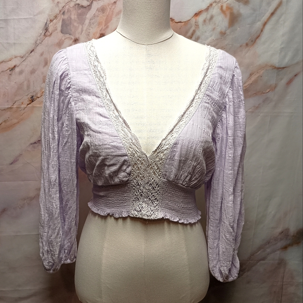 Cotton Candy LA Purple Boho Peasant Top